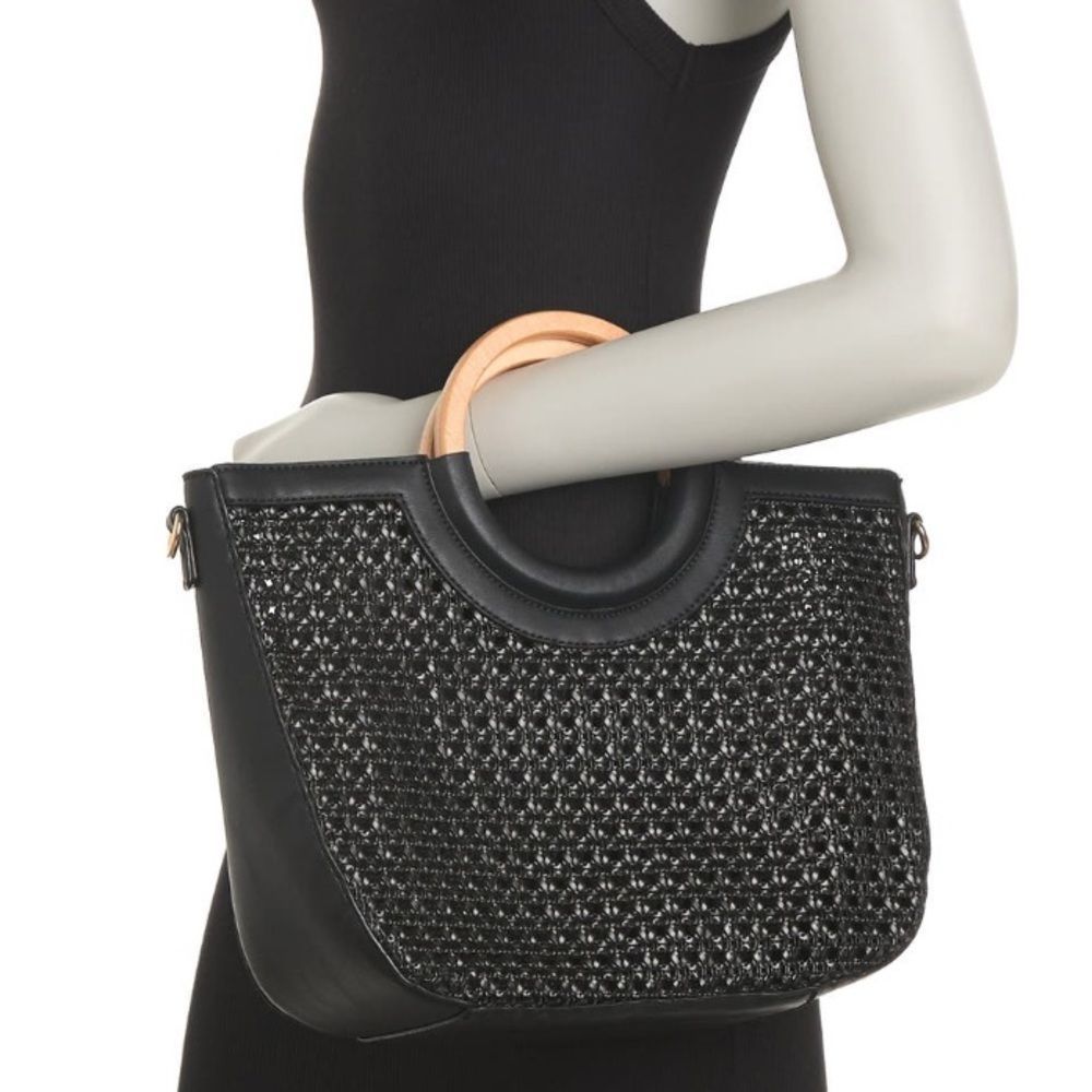EMPERIA.Basketweave Satchel.Dual top handles. Color:Black.New with Tag!